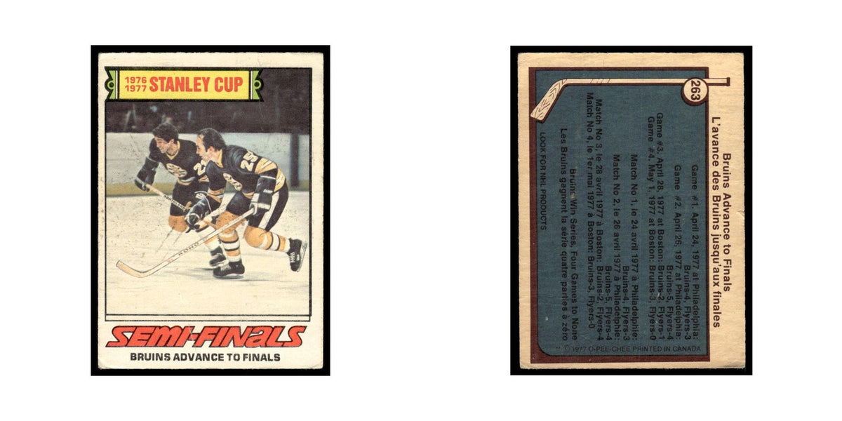 Stanley Cup Semi-Finals 1977 O-Pee-Chee (Damaged) #263 Boston Bruins VG