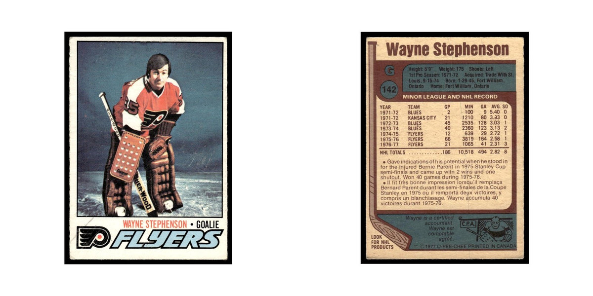 Wayne Stephenson 1977 O-Pee-Chee (Damaged) #142 Philadelphia Flyers VG