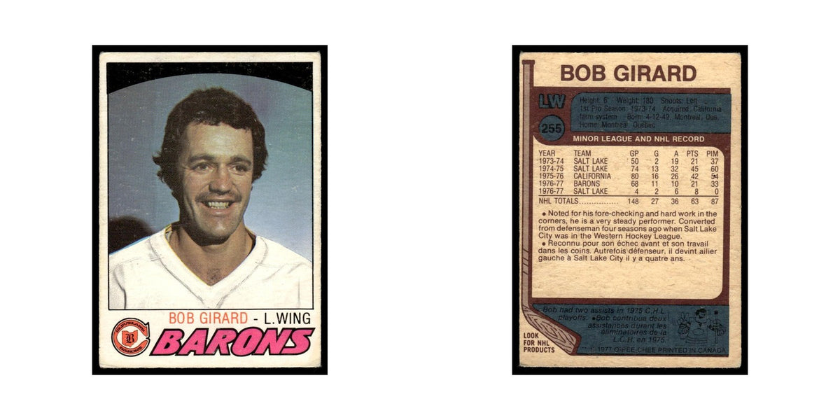 Bob Girard 1977 O-Pee-Chee #255 Cleveland Barons Hockey Card EX