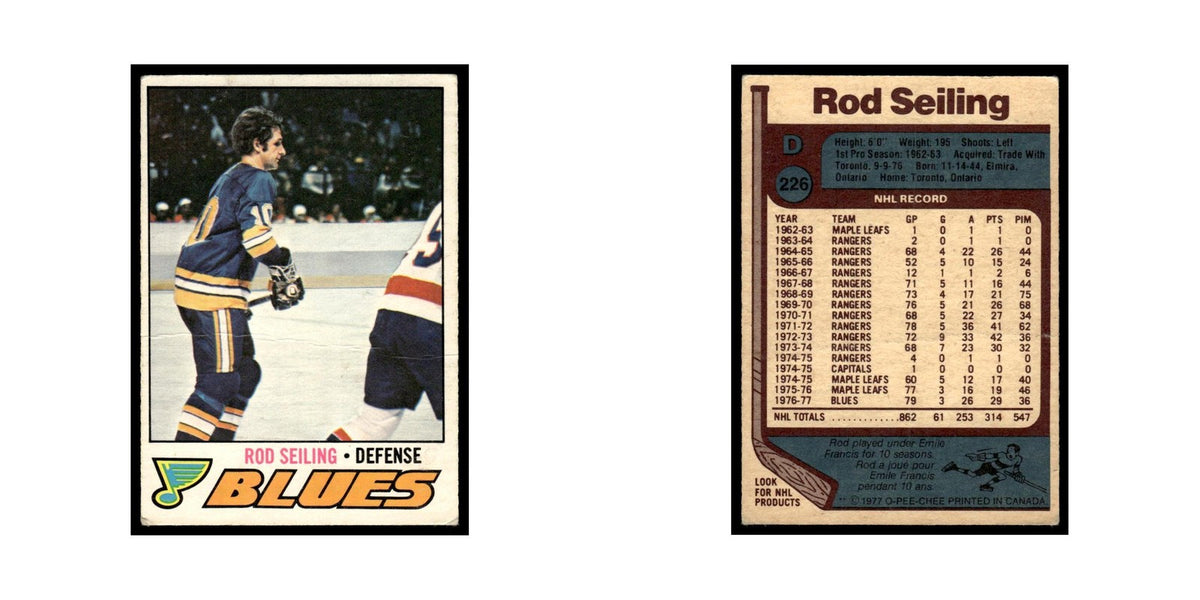 Rod Seiling 1977 O-Pee-Chee (Damaged) #226 St. Louis Blues Hockey Card VG