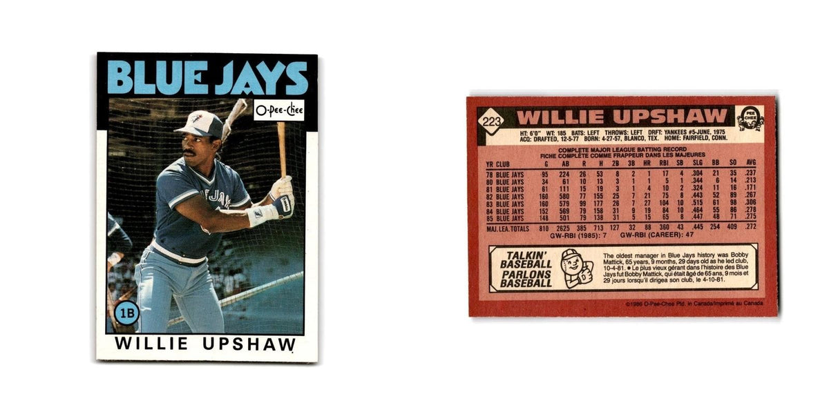 Willie Upshaw 1986 O-Pee-Chee #223 Toronto Blue Jays Baseball Card NM