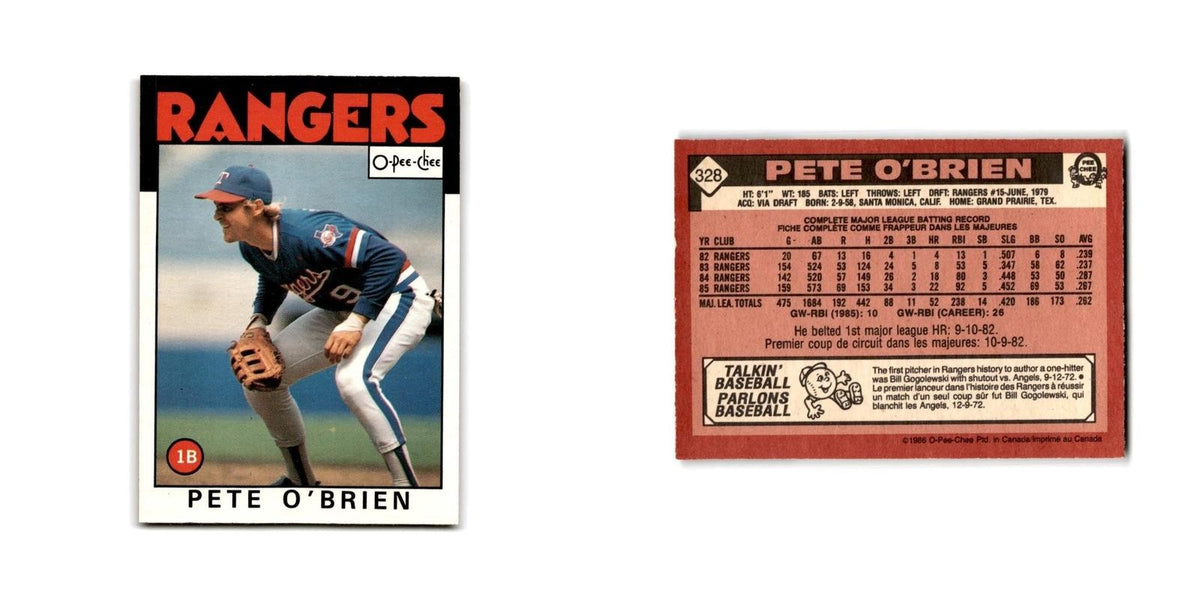 Pete O'Brien 1986 O-Pee-Chee #328 Texas Rangers Baseball Card NM