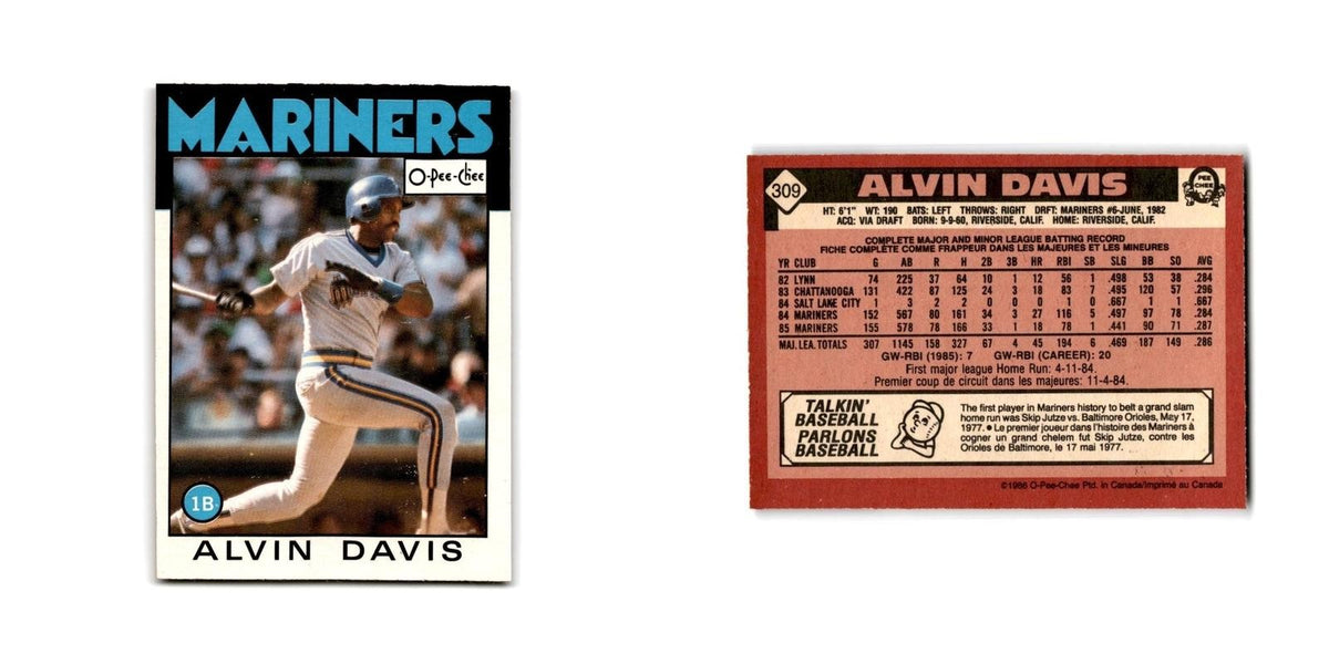 Alvin Davis 1986 O-Pee-Chee #309 Seattle Mariners Baseball Card NM