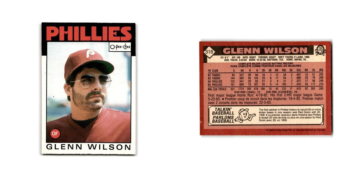 Glenn Wilson 1986 O-Pee-Chee #318 Philadelphia Phillies Baseball Card NM