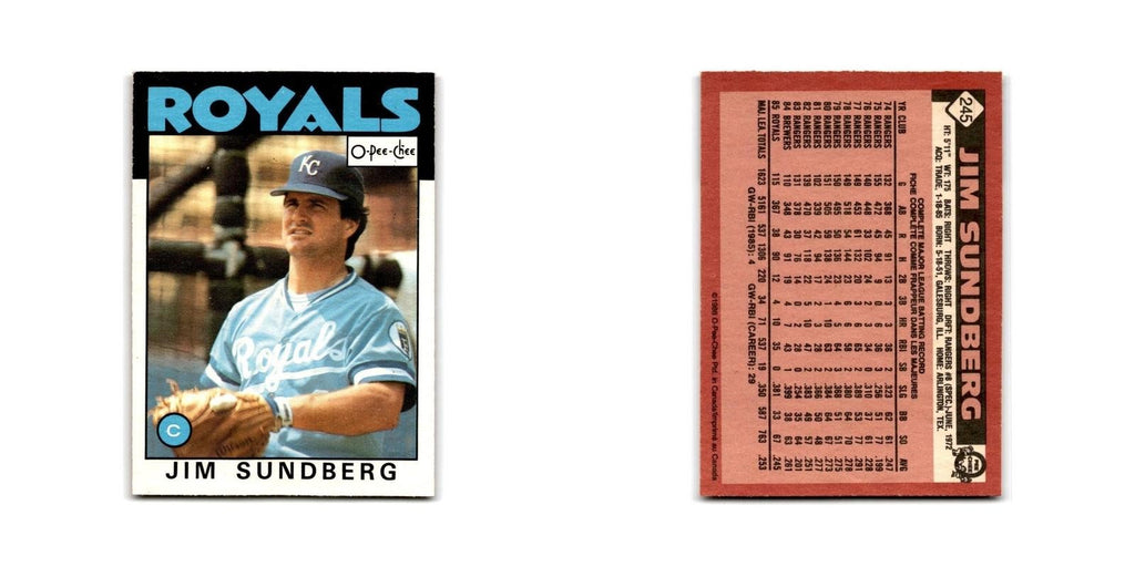 Jim Sundberg 1986 O-Pee-Chee #245 Kansas City Royals Baseball Card NM