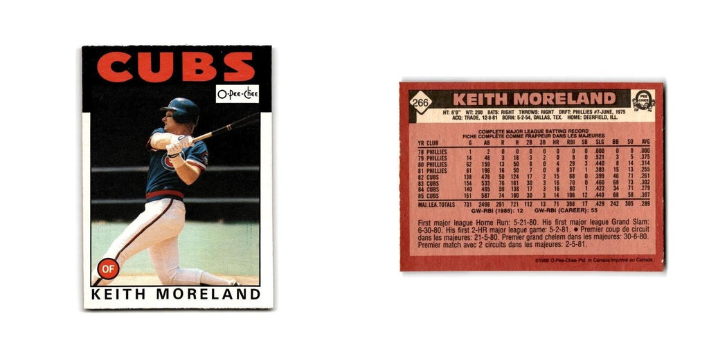 Keith Moreland 1986 O-Pee-Chee #266 Chicago Cubs Baseball Card NM