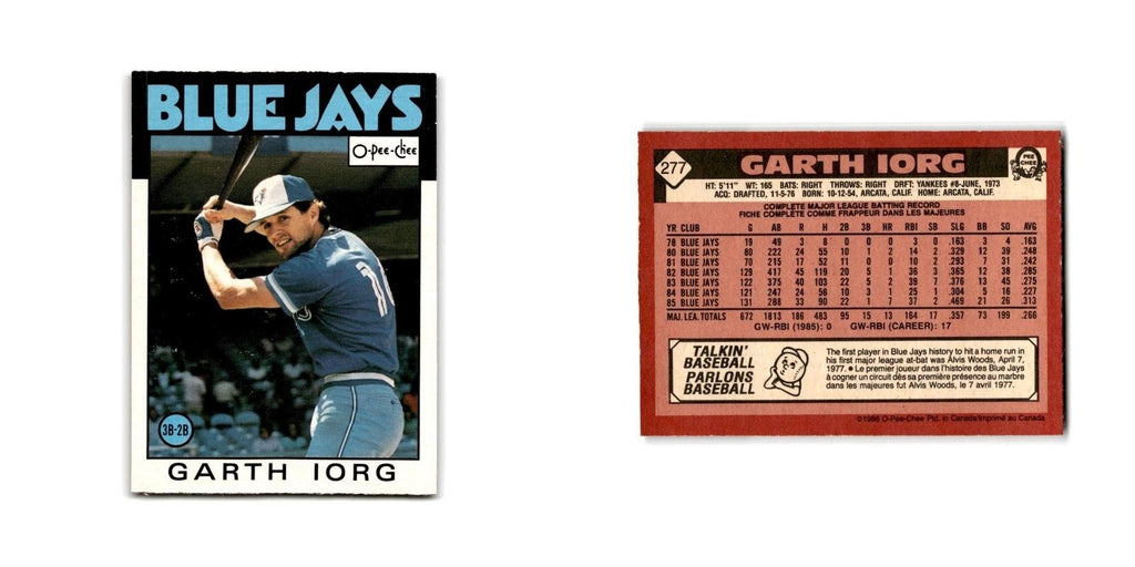 Garth Iorg 1986 O-Pee-Chee #277 Toronto Blue Jays Baseball Card NM