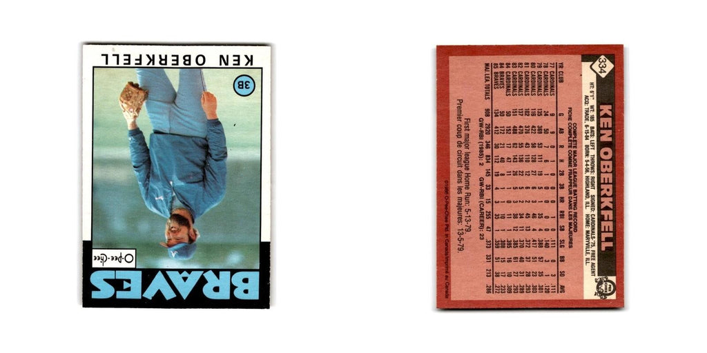Ken Oberkfell 1986 O-Pee-Chee #334 Atlanta Braves Baseball Card NM