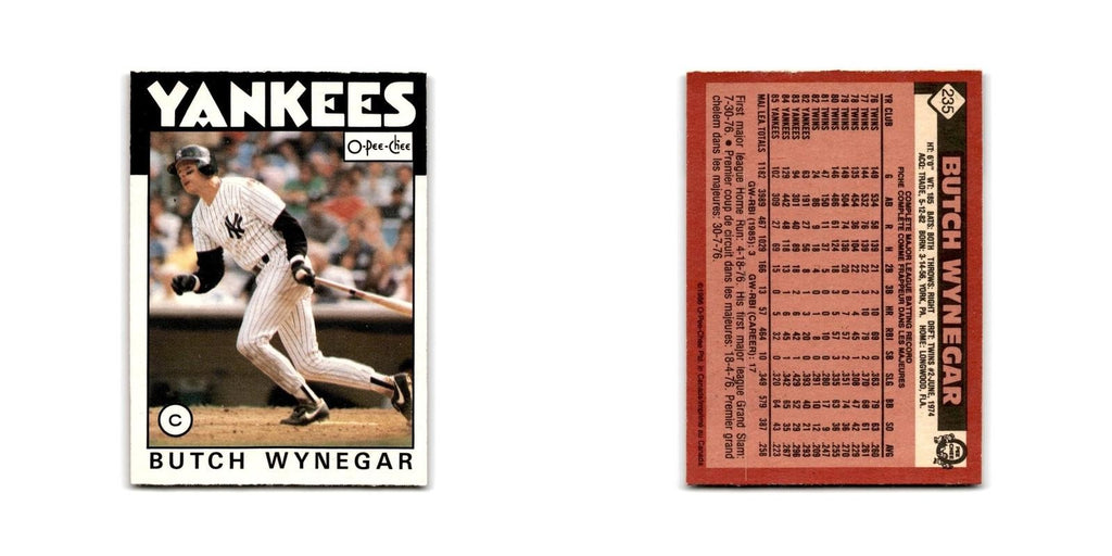 Butch Wynegar 1986 O-Pee-Chee #235 New York Yankees Baseball Card NM