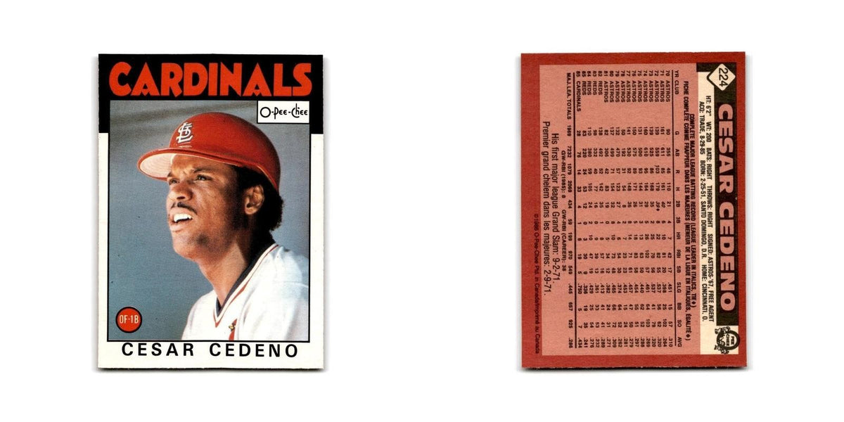 Cesar Cedeno 1986 O-Pee-Chee #224 St. Louis Cardinals Baseball Card NM