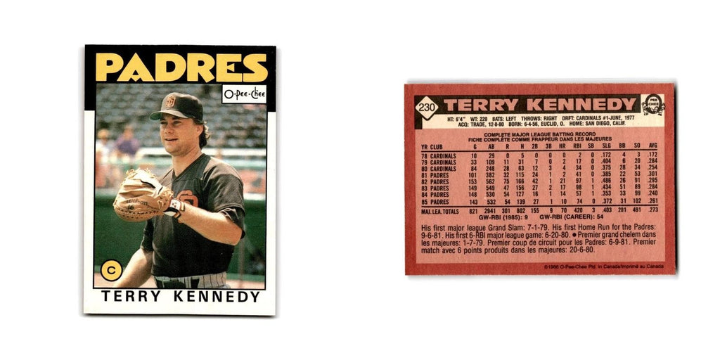 Terry Kennedy 1986 O-Pee-Chee #230 San Diego Padres Baseball Card NM