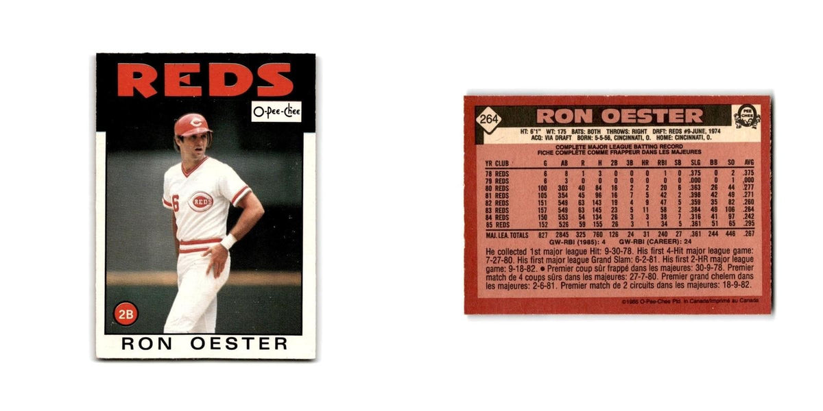 Ron Oester 1986 O-Pee-Chee #264 Cincinnati Reds Baseball Card NM