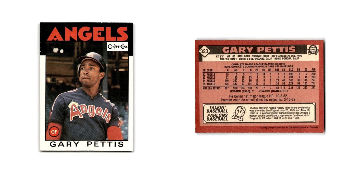 Gary Pettis 1986 O-Pee-Chee #323 California Angels Baseball Card NM