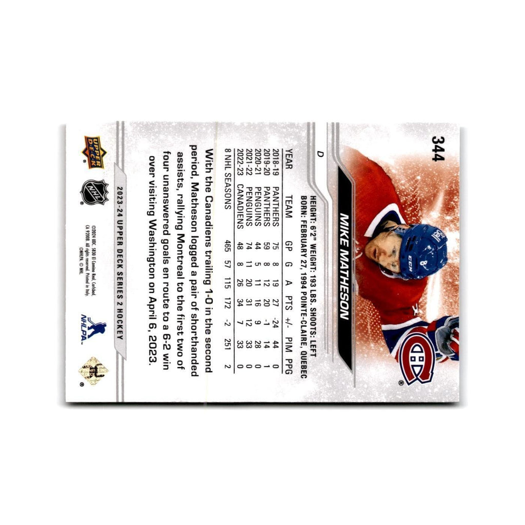 2023 Upper Deck Mike Matheson Montreal Canadiens #344