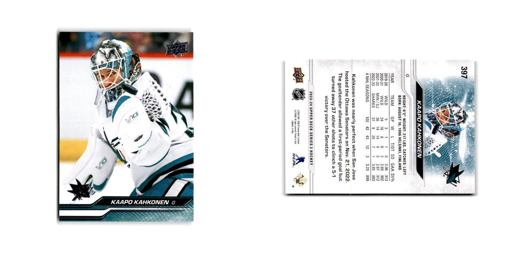 2023 Upper Deck Kaapo Kahkonen San Jose Sharks #397