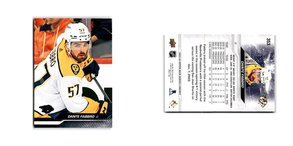 2023 Upper Deck Dante Fabbro Nashville Predators #353