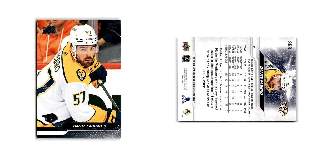 2023 Upper Deck Dante Fabbro Nashville Predators #353