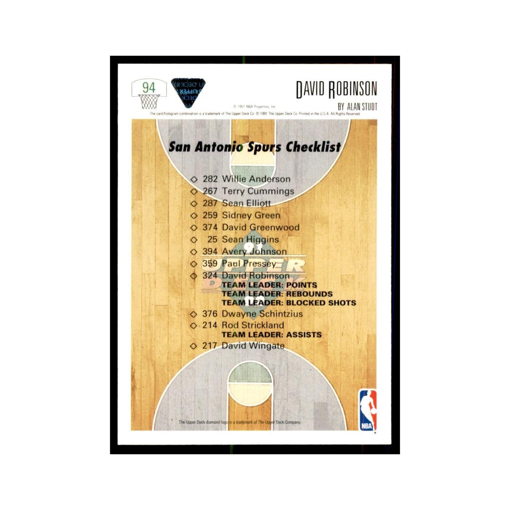 1991 Upper Deck David Robinson Basketball Cards #94
