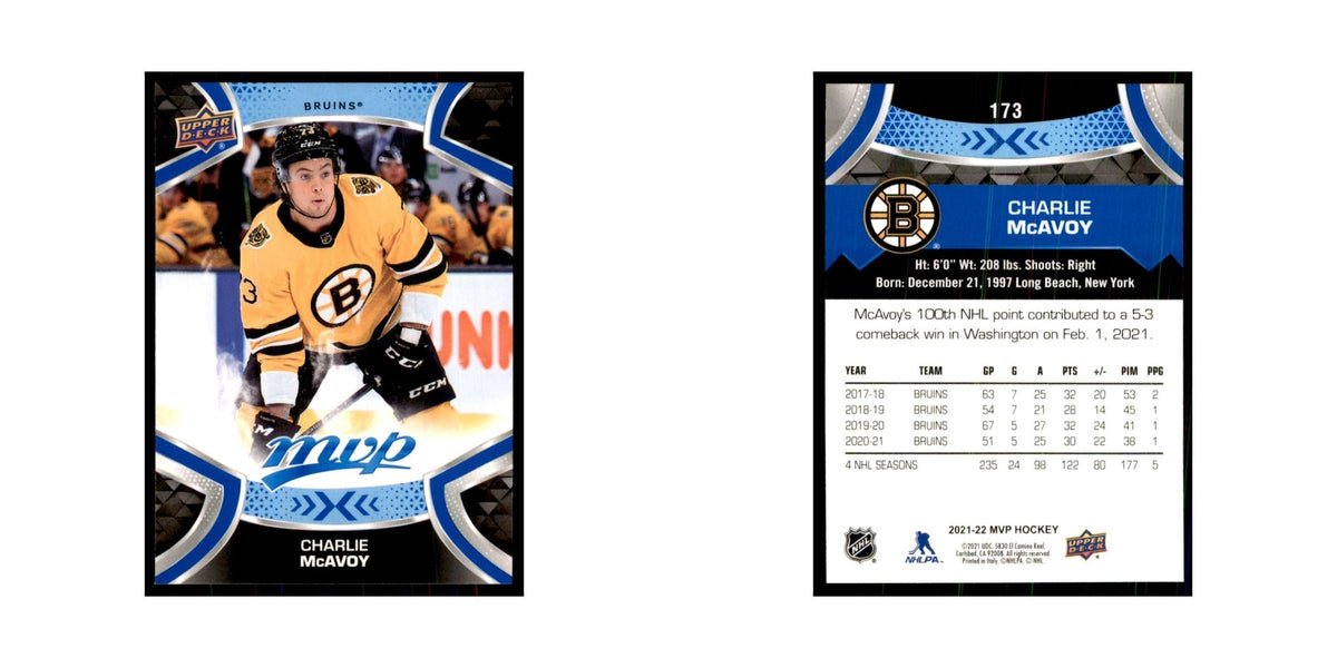 Charlie McAvoy 2021 Upper Deck MVP #173 Hockey Cards Hockey Card NM