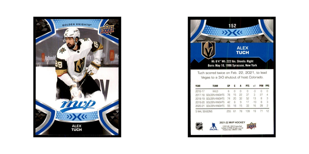 Alex Tuch 2021 Upper Deck MVP #152 Hockey Cards Hockey Card NM