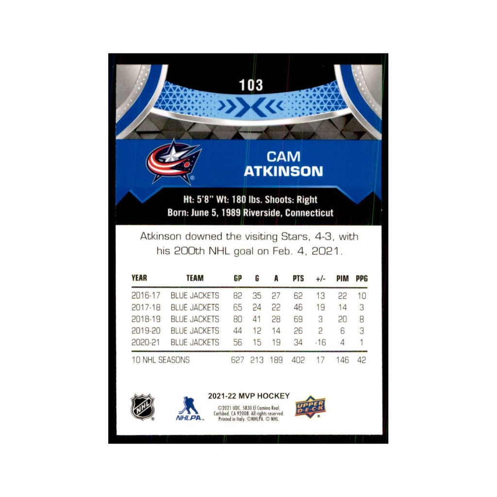 Cam Atkinson 2021 Upper Deck MVP #103 Hockey Cards Hockey Card NM