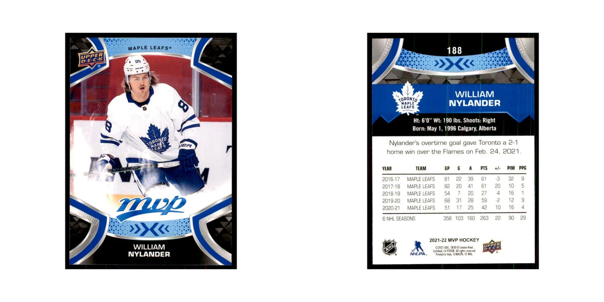 William Nylander 2021 Upper Deck MVP #188 Hockey Cards Hockey Card NM