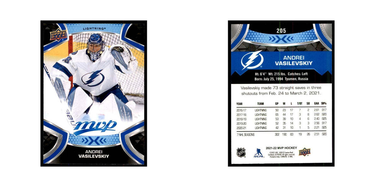 Andrei Vasilevskiy 2021 Upper Deck MVP #205 Hockey Cards Hockey Card NM