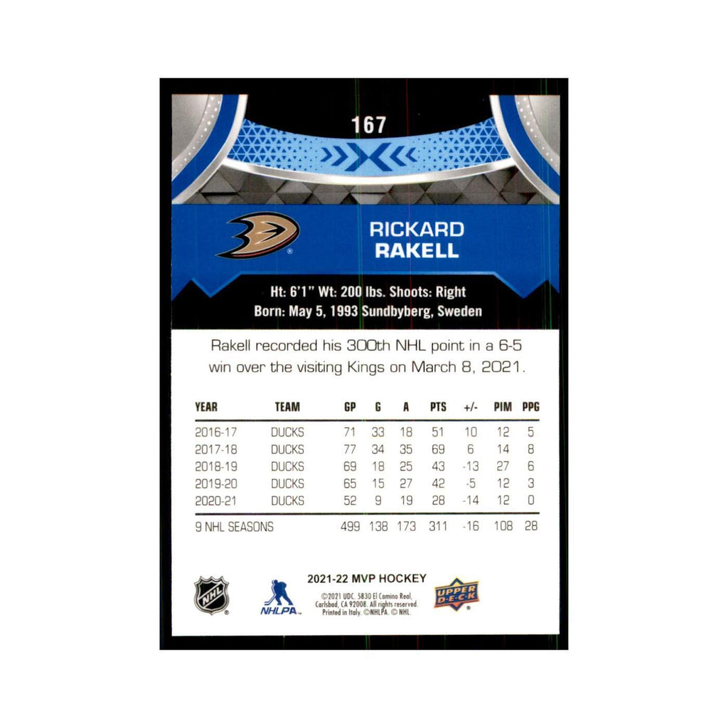 Rickard Rakell 2021 Upper Deck MVP #167 Hockey Cards Hockey Card NM