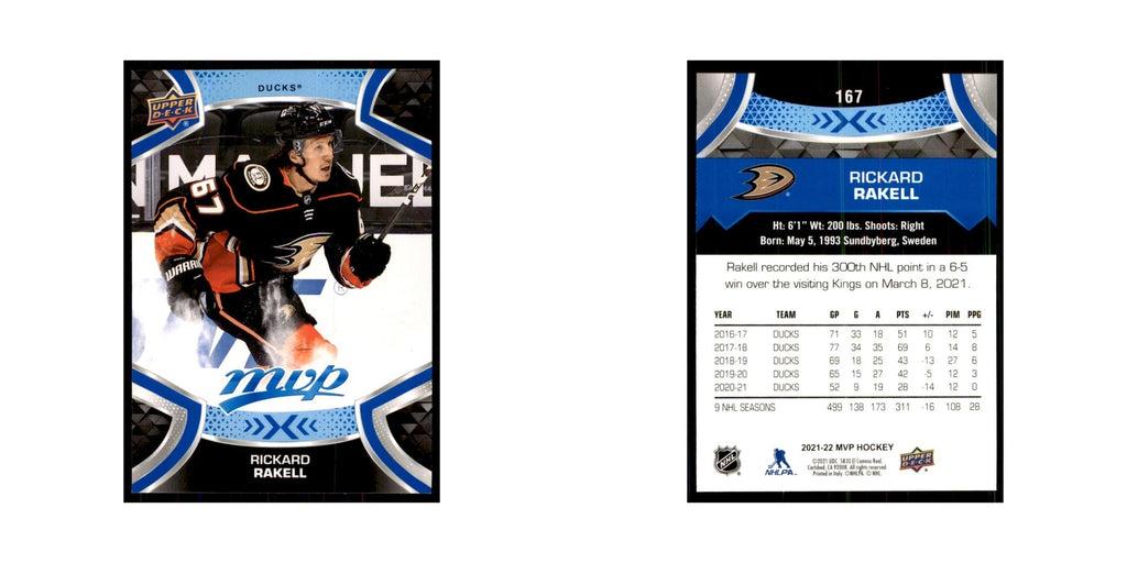 Rickard Rakell 2021 Upper Deck MVP #167 Hockey Cards Hockey Card NM