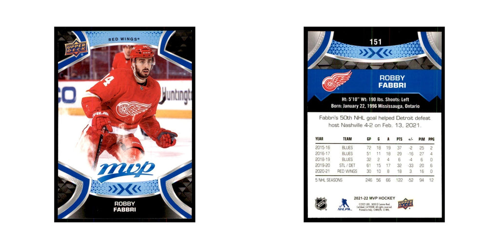 Robby Fabbri 2021 Upper Deck MVP #151 Hockey Cards Hockey Card NM
