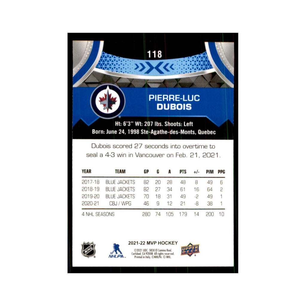 Pierre-Luc Dubois 2021 Upper Deck MVP #118 Hockey Cards Hockey Card NM