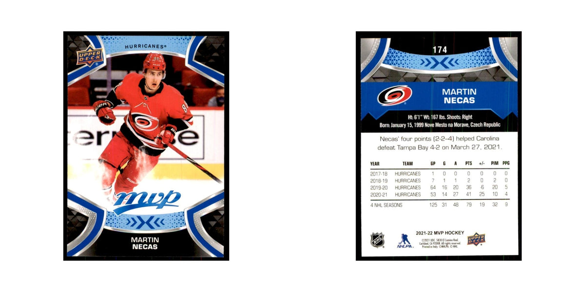 Martin Necas 2021 Upper Deck MVP #174 Hockey Cards Hockey Card NM