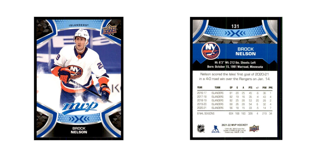 Brock Nelson 2021 Upper Deck MVP #131 Hockey Cards Hockey Card NM