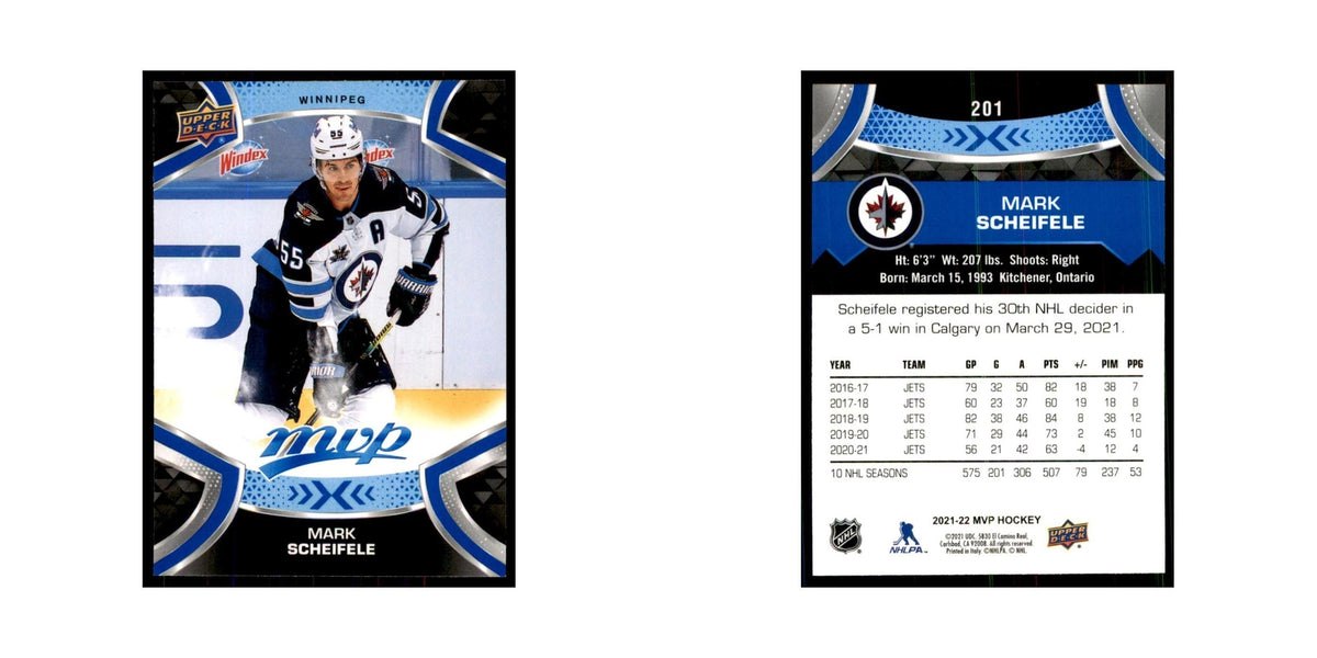 Mark Scheifele 2021 Upper Deck MVP #201 Hockey Cards Hockey Card NM