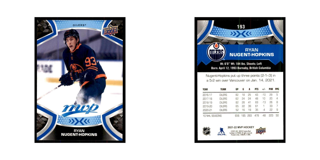 Ryan Nugent-Hopkins 2021 Upper Deck MVP #193 Hockey Cards Hockey Card NM