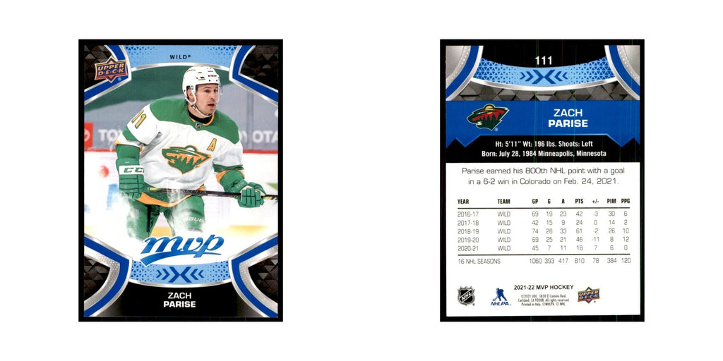 Zach Parise 2021 Upper Deck MVP #111 Hockey Cards Hockey Card NM