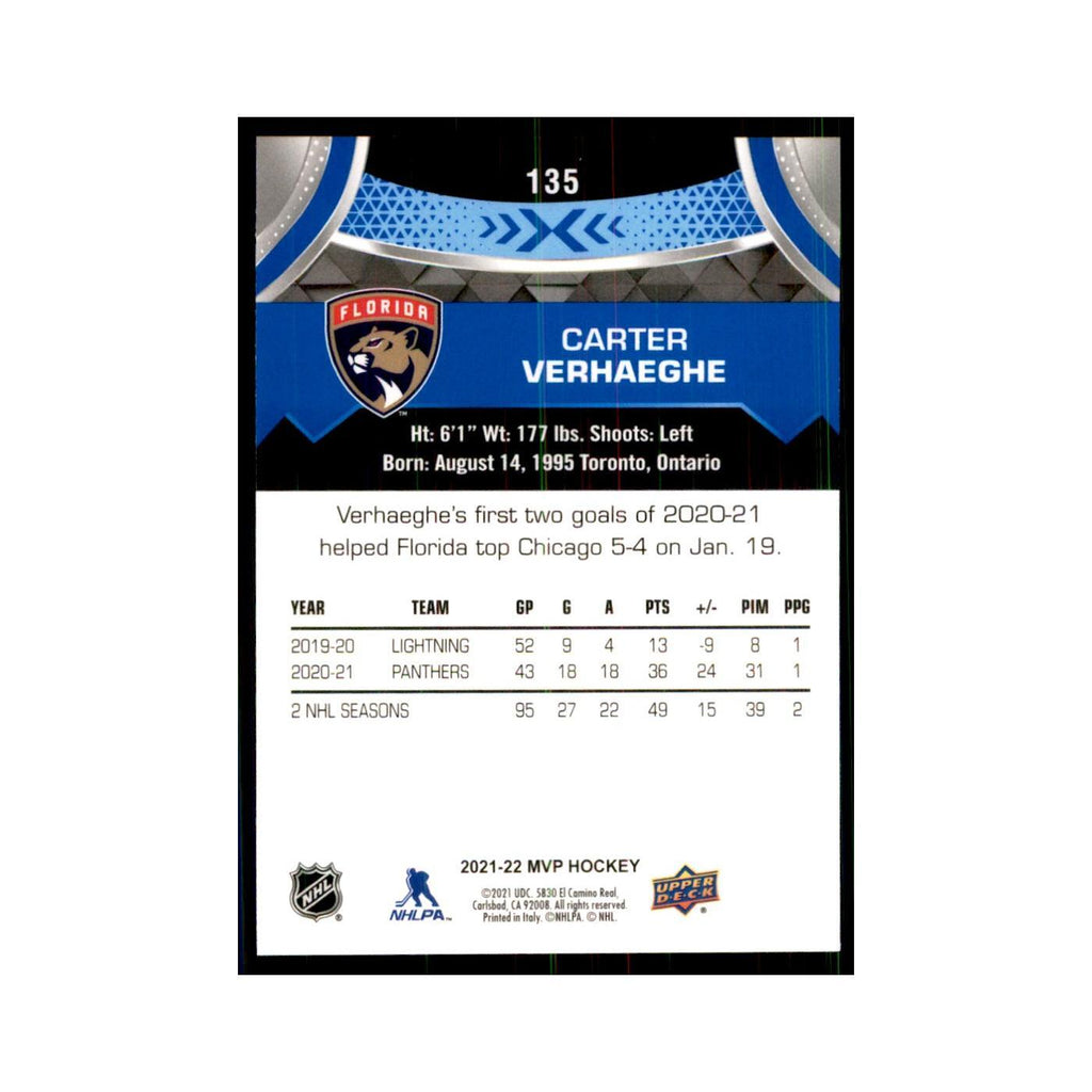 Carter Verhaeghe 2021 Upper Deck MVP #135 Hockey Cards Hockey Card NM