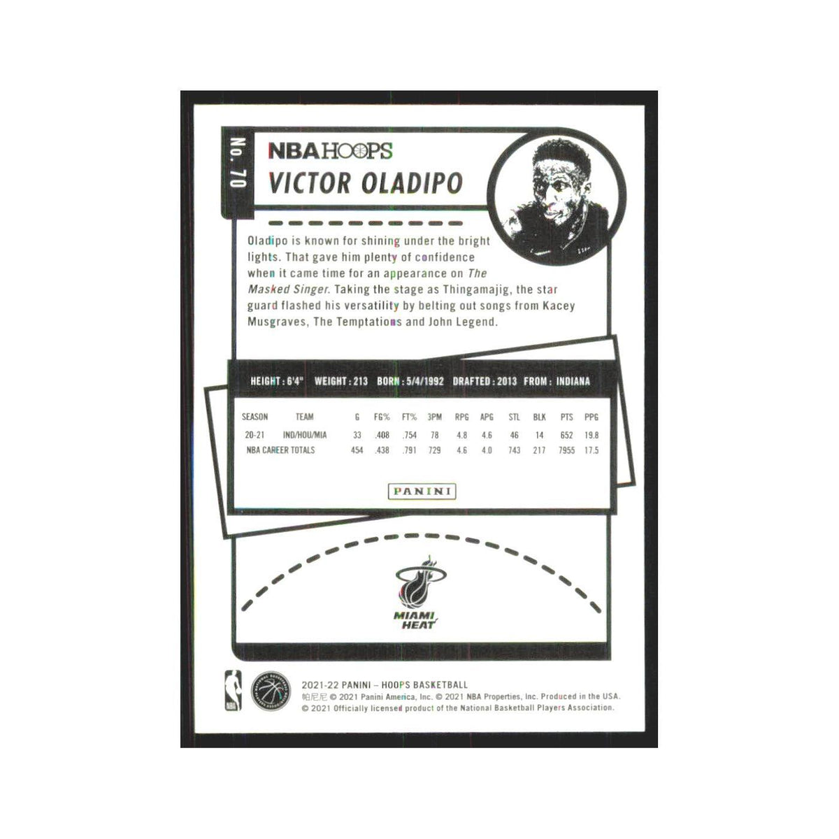Victor Oladipo 2021 NBA Hoops #70 Miami Heat Basketball Card NM