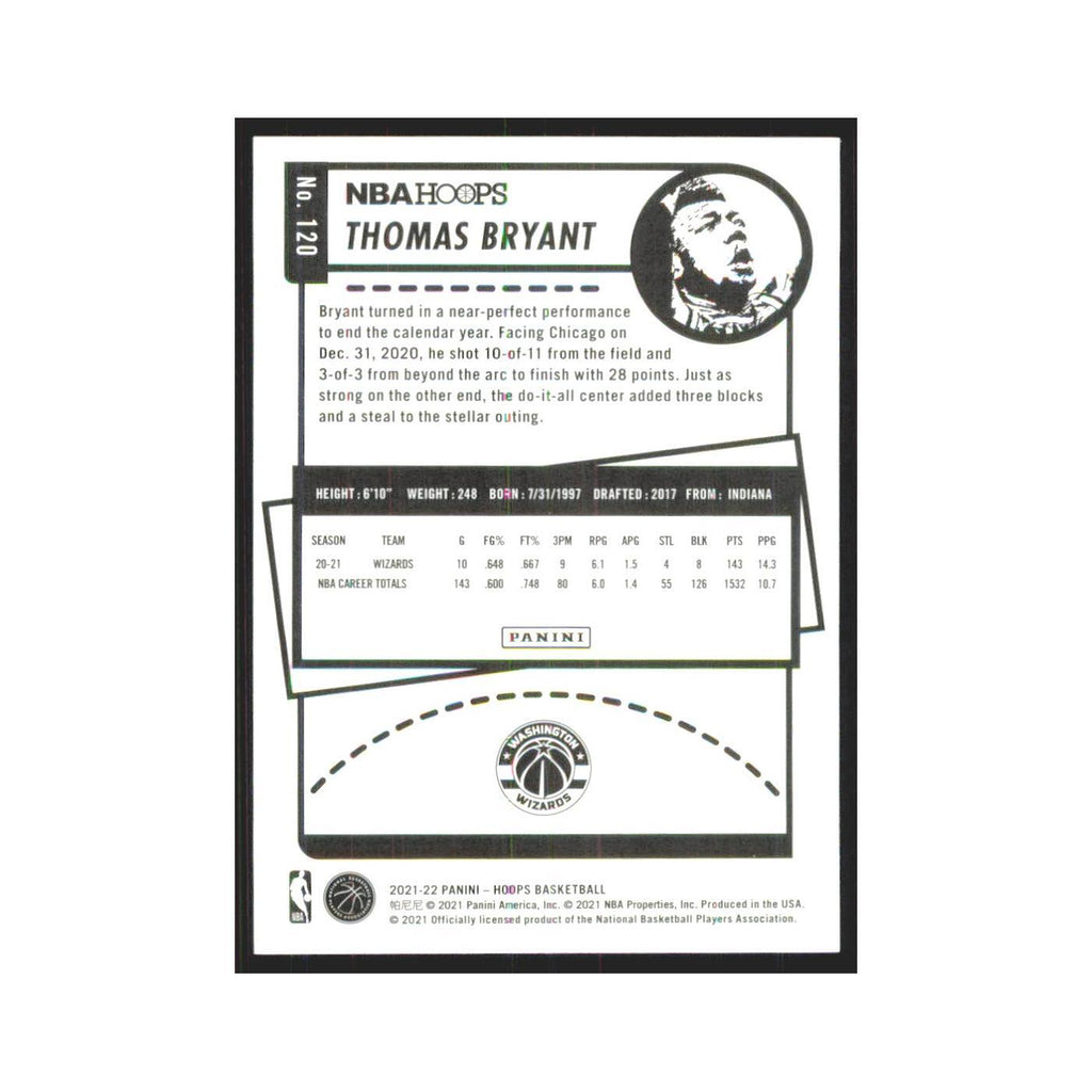 Thomas Bryant 2021 NBA Hoops #120 Washington Wizards Basketball Card NM