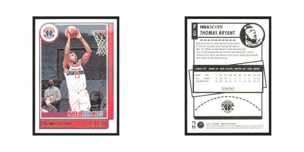 Thomas Bryant 2021 NBA Hoops #120 Washington Wizards Basketball Card NM