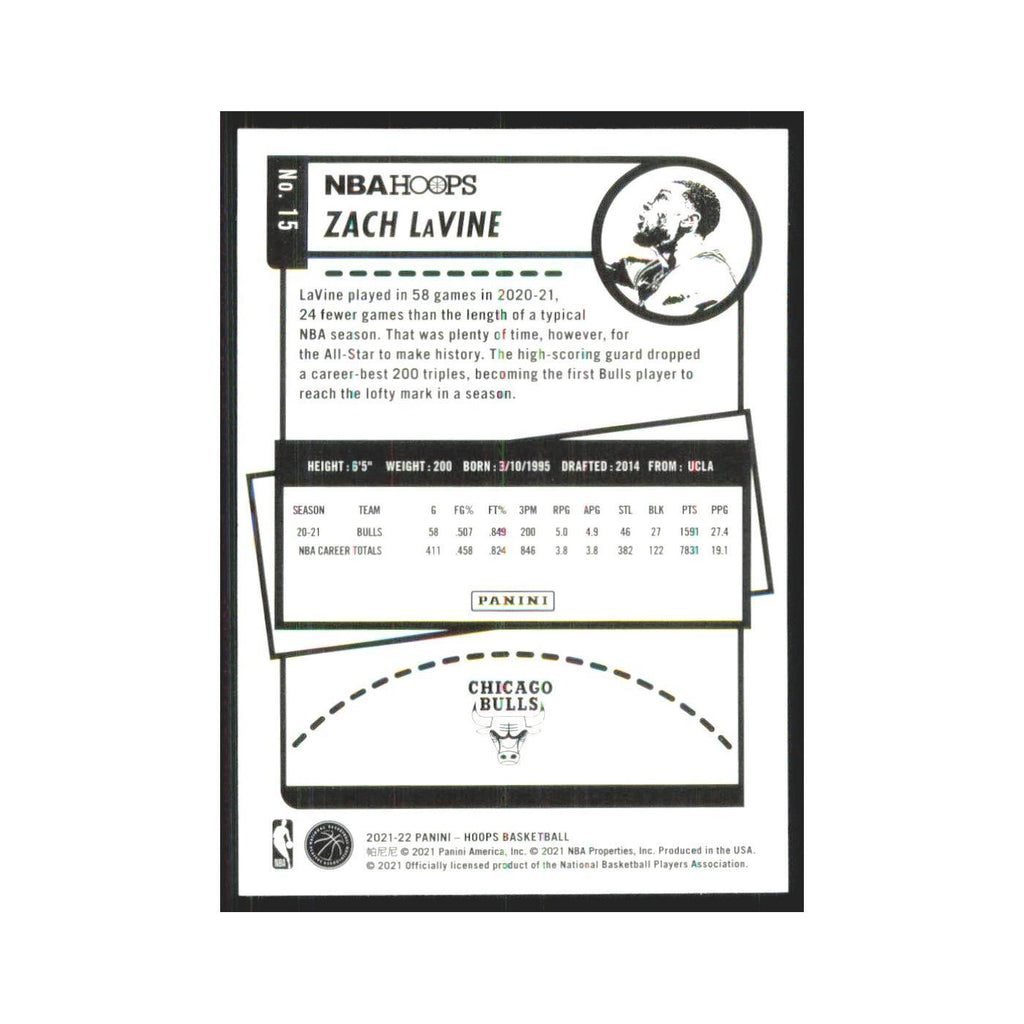 Zach LaVine 2021 NBA Hoops #15 Chicago Bulls Basketball Card NM