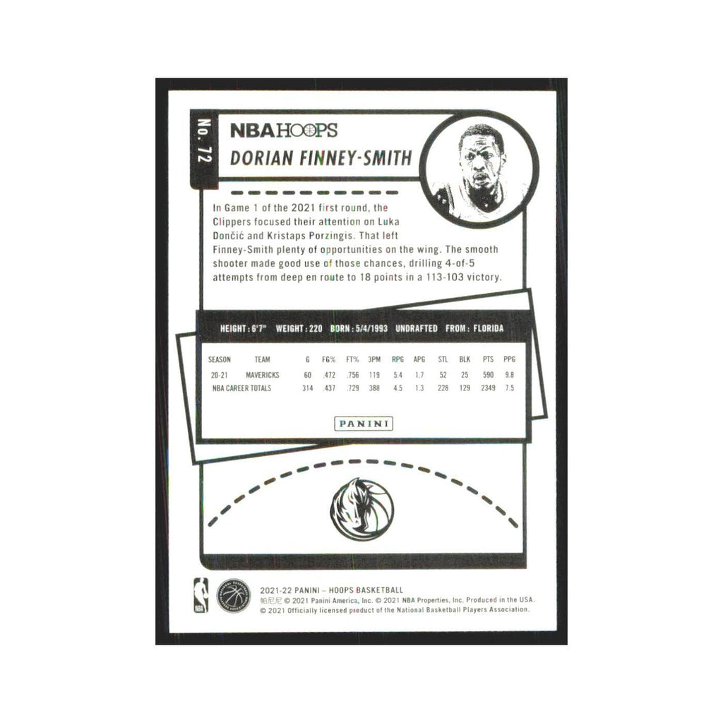 Dorian Finney-Smith 2021 NBA Hoops #72 Dallas Mavericks Basketball Card NM