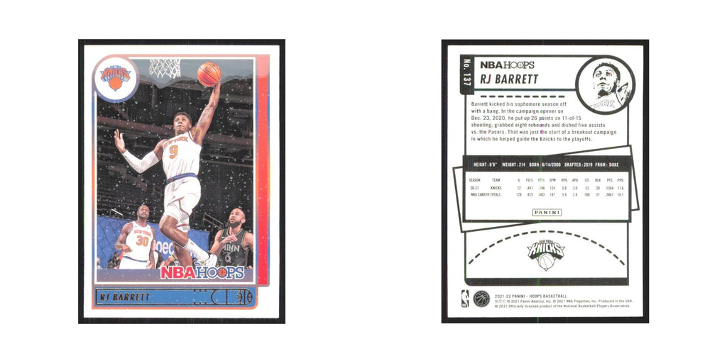RJ Barrett 2021 NBA Hoops #137 New York Knicks Basketball Card NM
