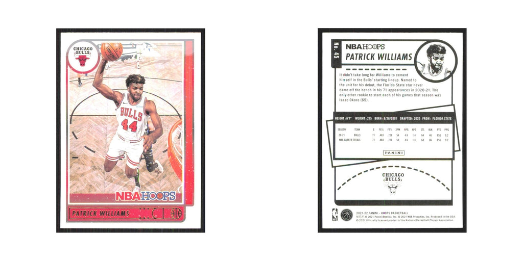 Patrick Williams 2021 NBA Hoops #45 Chicago Bulls Basketball Card NM