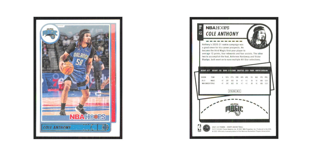 Cole Anthony 2021 NBA Hoops #12 Orlando Magic Basketball Card NM