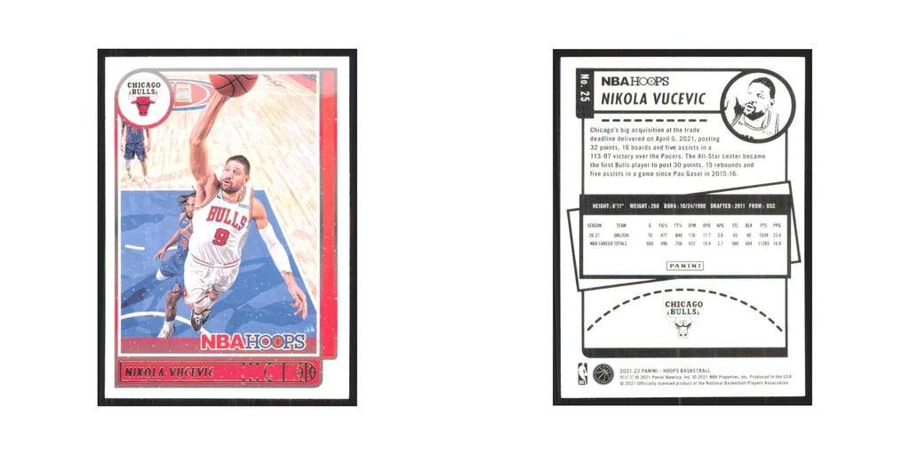 Nikola Vucevic 2021 NBA Hoops #25 Chicago Bulls Basketball Card NM
