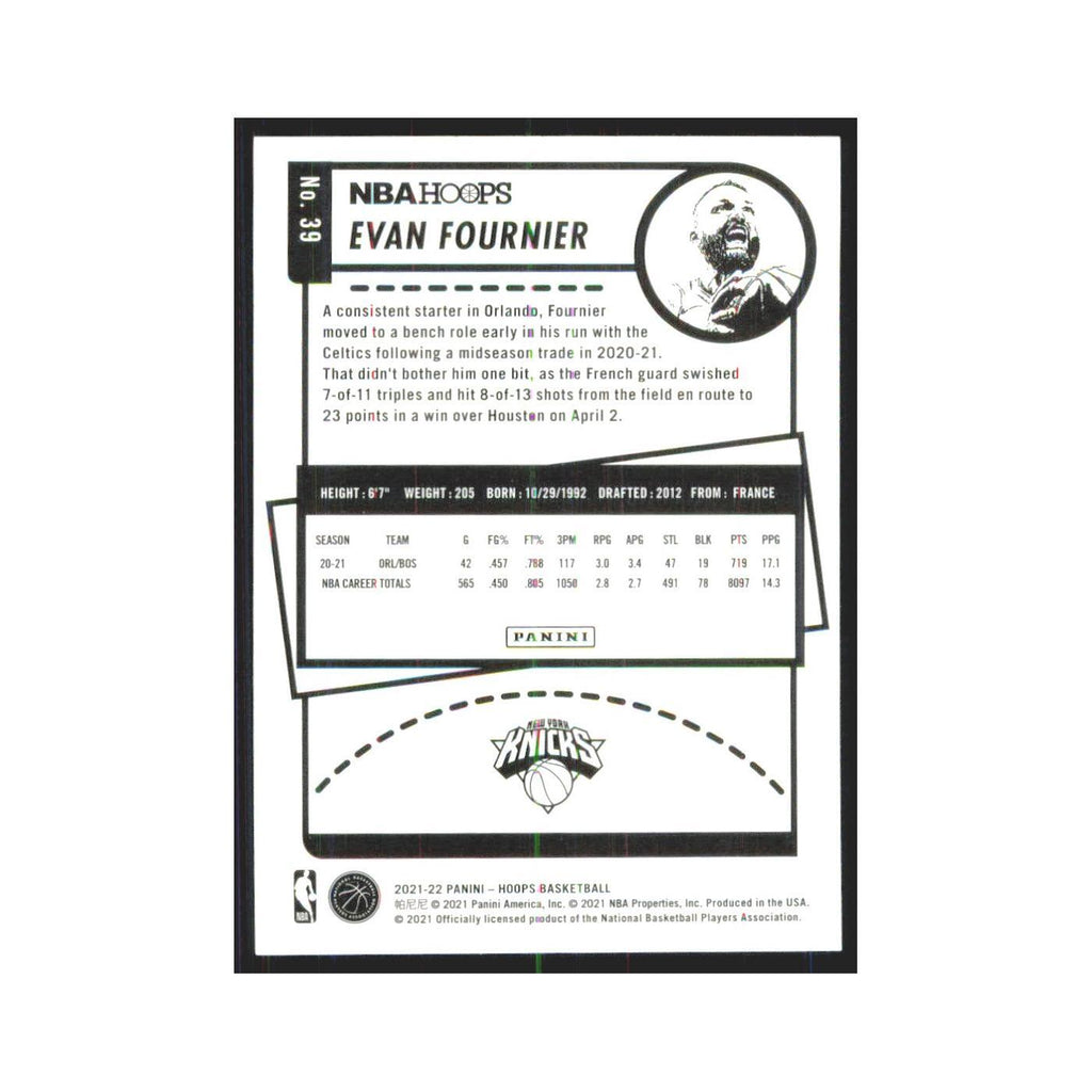 Evan Fournier 2021 NBA Hoops #39 New York Knicks Basketball Card NM