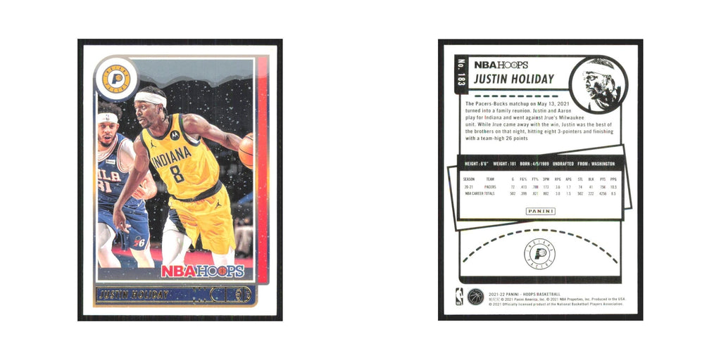 Justin Holiday 2021 NBA Hoops #183 Indiana Pacers Basketball Card NM