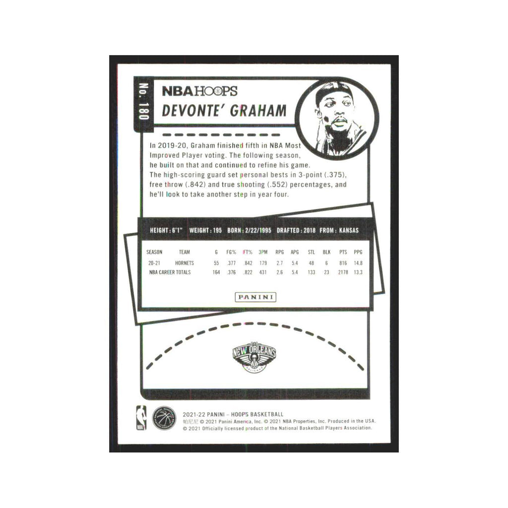 Devonte' Graham 2021 NBA Hoops #180 New Orleans Pelicans Basketball Card NM