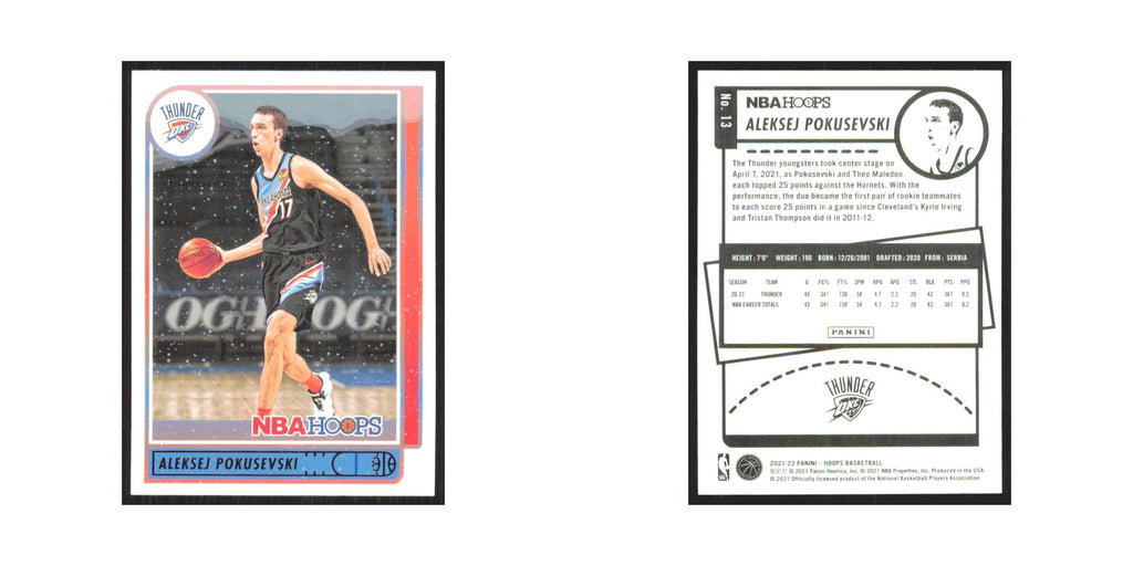 Aleksej Pokusevski 2021 NBA Hoops #13 Oklahoma City Thunder Basketball Card NM